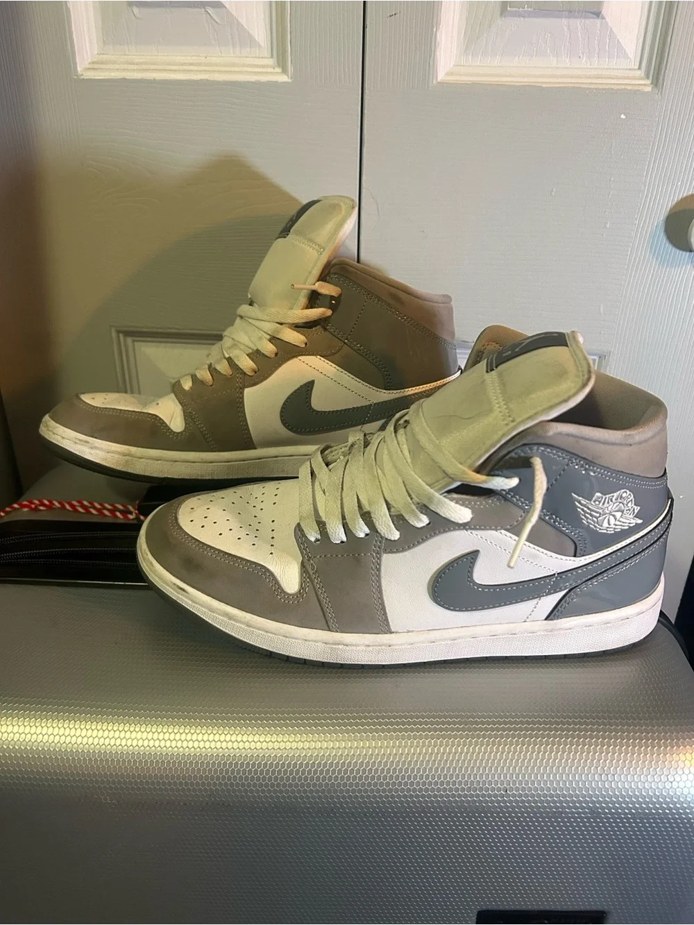 Jordan High-Top Sneakers in White and Gray